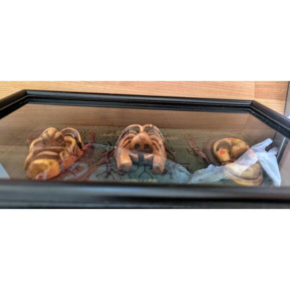 Vintage Korean Hahoetal Hahoe Pyolsin-Gut 3D Carved Masks In Glass Shadowbox - Picture 4 of 8